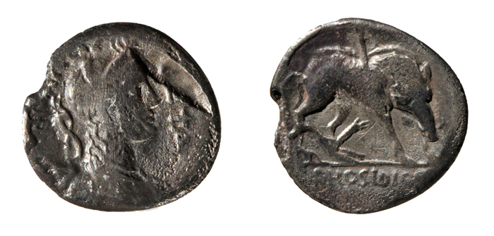 NAPOLI, MUSEO NAZIONALE ARCHEOLOGICO, MEDAGLIERE. Denario in argento di P. Crepusius, Zecca di Roma, 68 a.C. �SSBAPES.