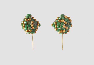 Naples, National Archaeological Museum. Earrings found in a case with a hoard of coins in the House of Menander in Pompeii. Inv. 145484. ©SSBAPES